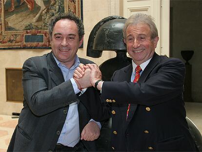Ferran Adrià y Michel Guérard, tras recibir el Premio Diálogo.