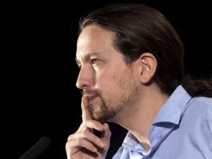 El l&iacute;der de Podemos y candidato a la Presidencia, Pablo Iglesias, en un mitin. 