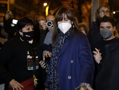 La presidenta del Parlament, Laura Borràs, en la manifestación de la Meridiana, este sábado.