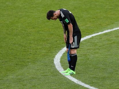 Messi, no final do duelo contra a Islândia