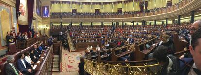 Vista general del hemiciclo del Congreso de los Diputados, durante el discurso del Rey.
