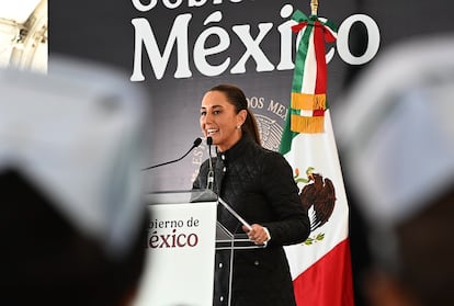 Claudia Sheinbaum, este sábado, en Ciudad Juárez, México.