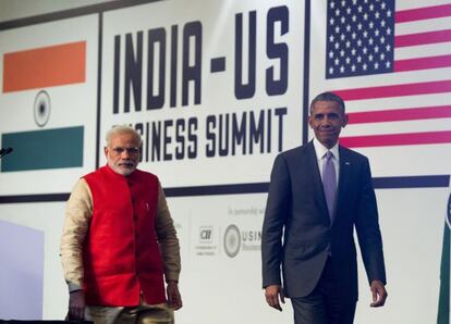 Barack Obama, junto a Narendra Modi, hoy en Nueva Delhi.
