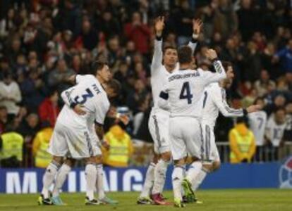 Jugadores del Real Madrid en un partido frente al Mallorca