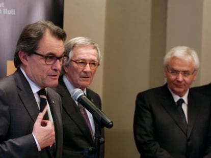 Artur Mas, Xavier Trias, y Ferran Mascarell, ayer en un acto del Instituto Ramon Llull.