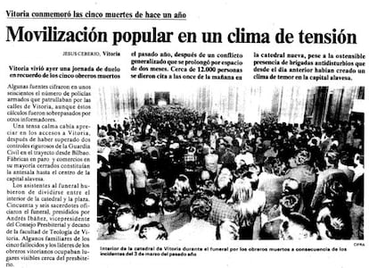 Página de EL PAÍS con el primer aniversario del 3 de marzo.