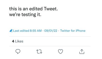 Ejemplo interno de Twitter de cómo quedará un tuit editado.