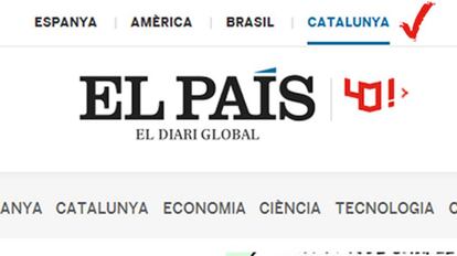 Ubicació d’ElPais.cat a la portada del diari global.