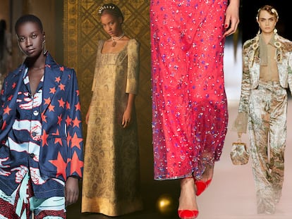 De izda. a dcha., los desfiles de Valentino, Az Factory, Dior y Armani Privé