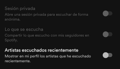 Apartado social de Spotify.