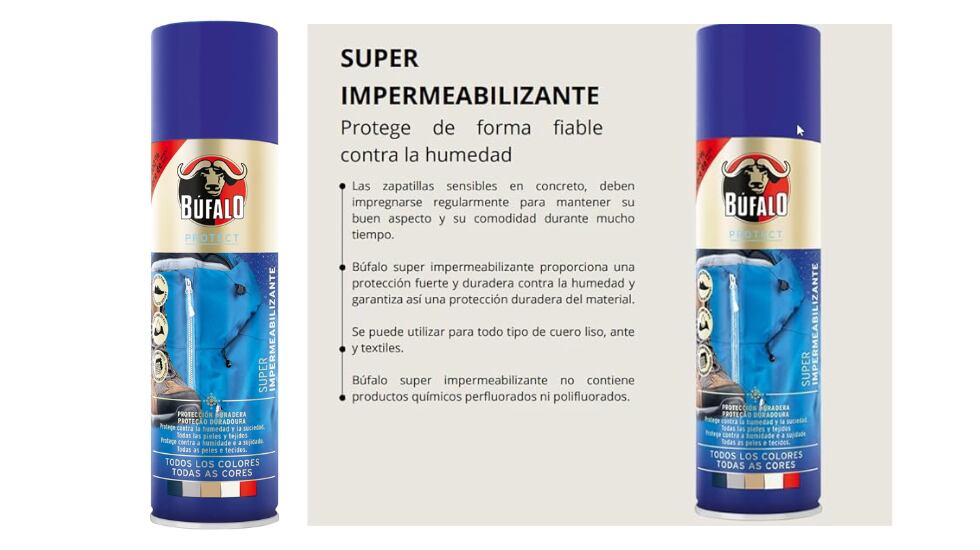 Espray para calzado y textiles.