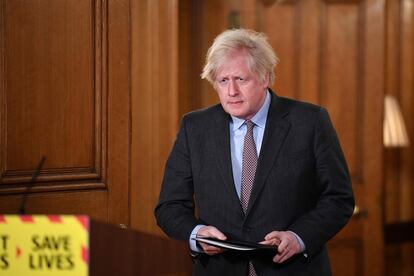 Boris Johnson ayer en una conferencia de prensa virtual celebrada en Downing Street.