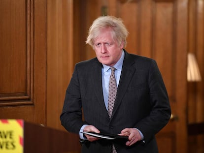 Boris Johnson ayer en una conferencia de prensa virtual celebrada en Downing Street.