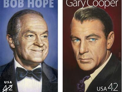 Los sellos de Bob Hope y Gary Cooper.