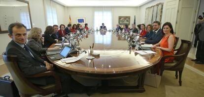 Primer Consejo de Ministros del nuevo Gobierno, esta mañana en La Moncloa.