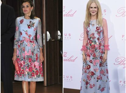 Do&ntilde;a Letizia y Nicole Kidman, con un dise&ntilde;o de Carolina Herrera.