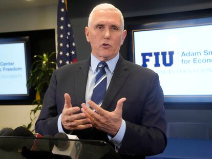 Mike Pence, en un acto en la Florida International University (FIU), en Miami, el mes pasado.