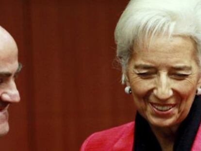 El ministro espa&ntilde;ol de Econom&iacute;a, Luis de Guindos  y la Directora Gerente del Fondo Monetario Internacional (FMI), Christine Lagarde. 