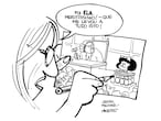 Homenagem a Quino feita pela cartunista Laerte em 2014.
