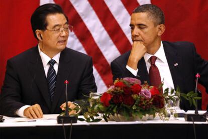 Hu Jintao y Barack Obama durante un encuentro a comienzos de 2011