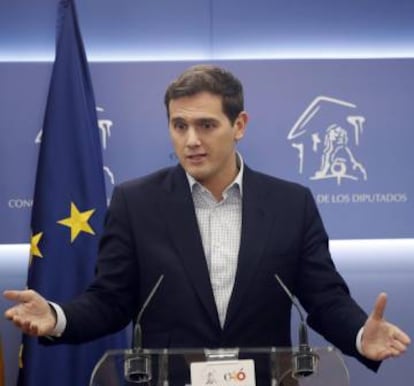 Ciudadanos chief Albert Rivera speaking in Congress on Wednesday.