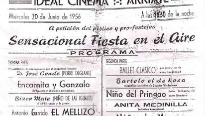 Cartel inspirador de la Fiesta en el Aire de Arriate. El documento data de 1956.