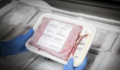 Bolsa de sangre del banco hematológico de un hospital de Barcelona el año pasado.