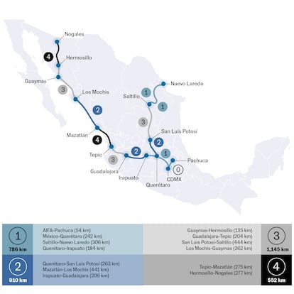 Las rutas de tren de pasajeros propuestas por el gobierno federal. 