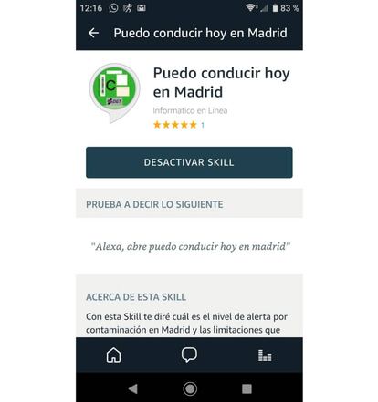 Esta es la skill que debemos activar en nuestro Amazon Echo para conocer esta información