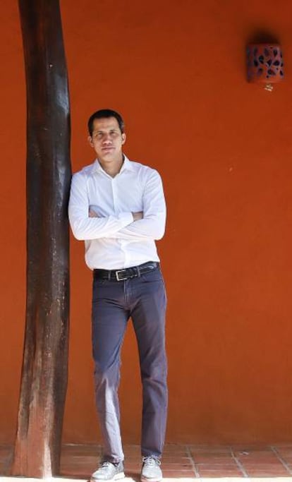 Juan Guaidó, el sábado tras la entrevista con EL PAÍS.