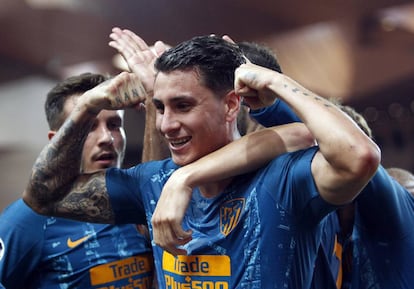 Giménez celebra su gol.