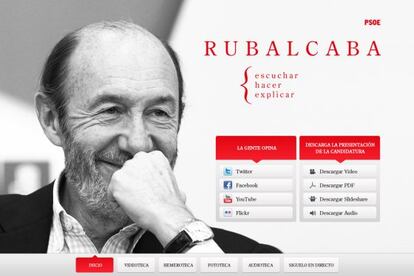 Portada de la nueva página web del candidato socialista