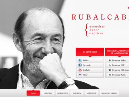 Portada de la nueva página web del candidato socialista