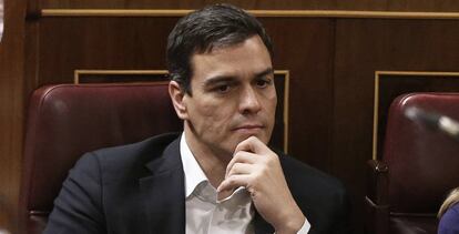 Pedro Sánchez, este jueves en el Congreso.