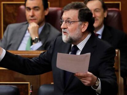 El presidente, Mariano Rajoy, en la sesi&oacute;n de control al Gobierno celebrada en el Congreso.