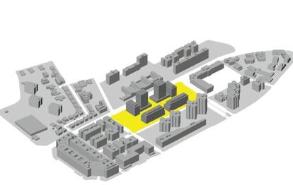 Análisis volumétrico del plan de ordenación urbana para la parcela.