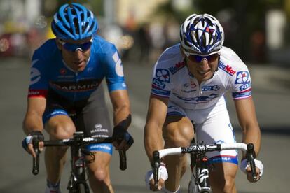 Pierrick Fédrigo (derecha), junto a Vande Velde durante su escapada.