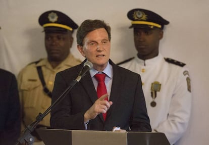 Marcelo Crivella, senador y obispo de una iglesia evangélica, en su toma de posesión como alcalde de Río de Janeiro.