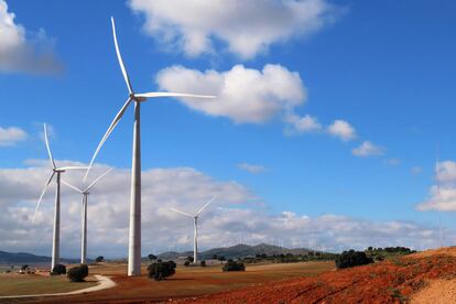 Vista del parque eólico Pozo Canada de Albacete, el 23 de enero.