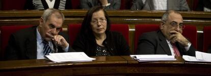 Ernest Maragall, Montserrat Tura y Joaquim Nadal, en 2010, cuando eran consejeros. 