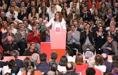 Susana Díaz interviene durante el acto para presentar oficialmente su candidatura.
