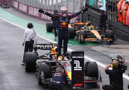 Max Verstappen tras ganar el GP de Brasil este domingo.