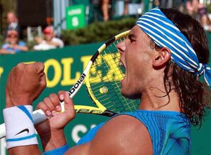 Rafa Nadal celebra su triunfo ante Davydenko