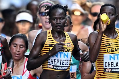 Rebecca Cheptegei durante el Campeonato Mundial de Atletismo en Budapest en 2023.