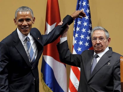 Barack Obama e Raúl Castro em Havana em março