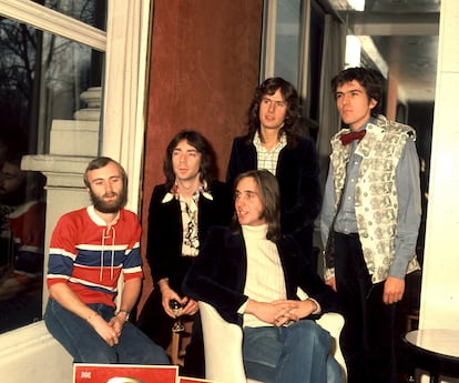 El grupo Genesis en Londres en 1975.