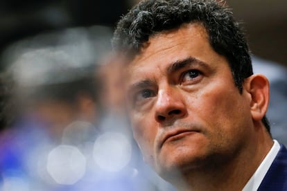 Sergio Moro em cerimônia de filiação ao partido Podemos, em Brasília.