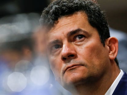 Sergio Moro em cerimônia de filiação ao partido Podemos, em Brasília.