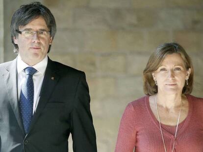 Carles Puigdemont i la presidenta del Parlament, Carme Forcadell.