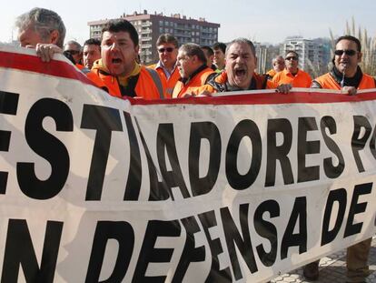 Estibadores del Puerto de Pasaia, durante una protesta. 